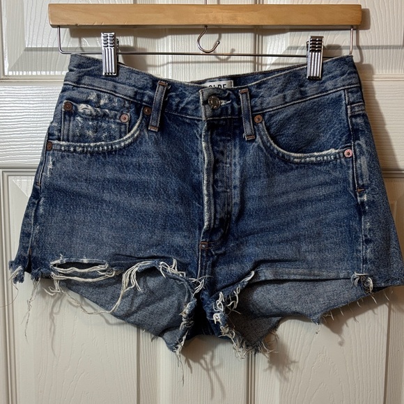 Agolde Pants - Agolde Blue Distressed Denim Cutoff Shorts